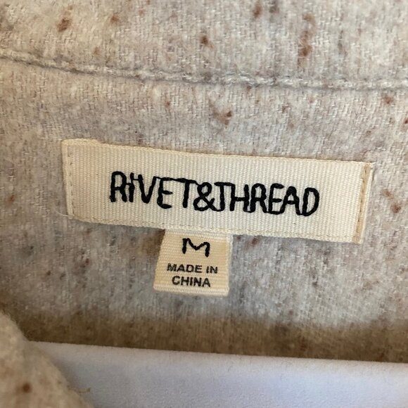 Rivet and Thread Oatmeal Half Button Top (Size Medium) - Picture 4 of 6